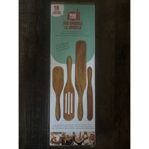 Mad Hungry Spurtle 4pc Set Acacia Premium Wood Finish Cooking Utensils Non-Stick